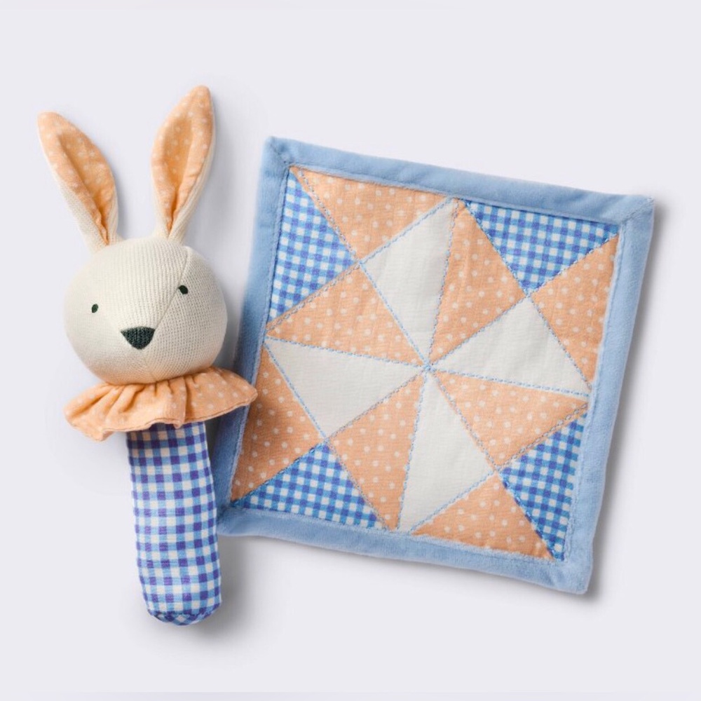 Adorable Bunny Rattle and Blanket Set